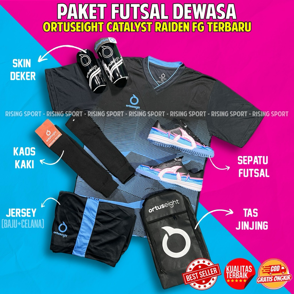 CUCI GUDANG Sepatu Futsal Ortus Catalyst Raiden FG Terbaru Paket Komplit Sepatu Futsal Ortuseight Le