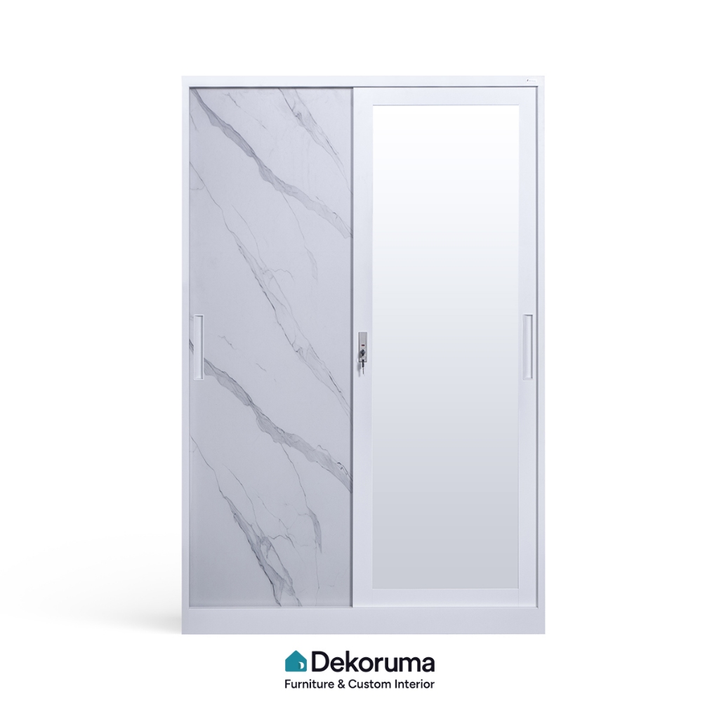 Dekoruma KENNY Lemari Pakaian Besi 2 Pintu Geser / Lemari Baju 2 Pintu / Lemari Geser Besi 2 Pintu -