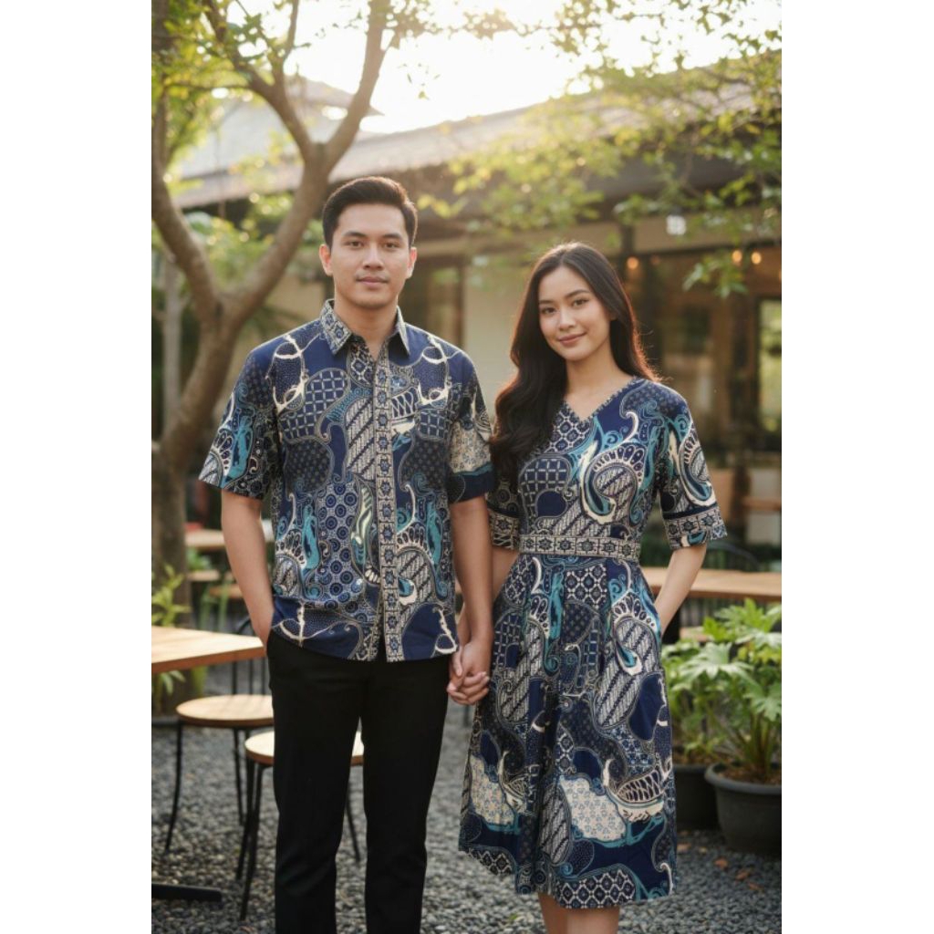 | Dress Batik Wanita Katun Strech | Baju Batik Wanita| Batik Modern | Batik Kekinian| Batik Couple |