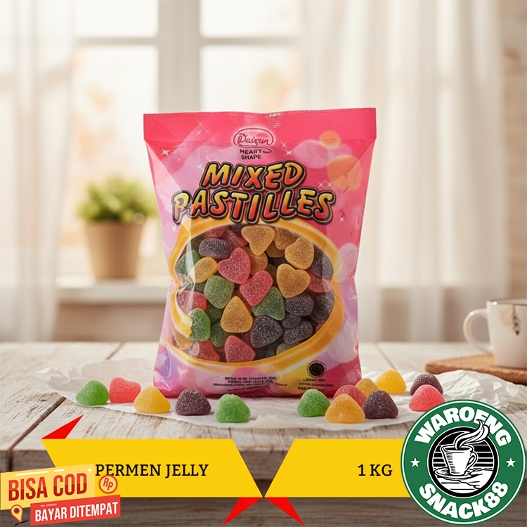 Jelly Waisun 1kg Mixed Pastilles Original Malaysia / Permen Aneka Rasa Buah Warna Warni Halal 100%