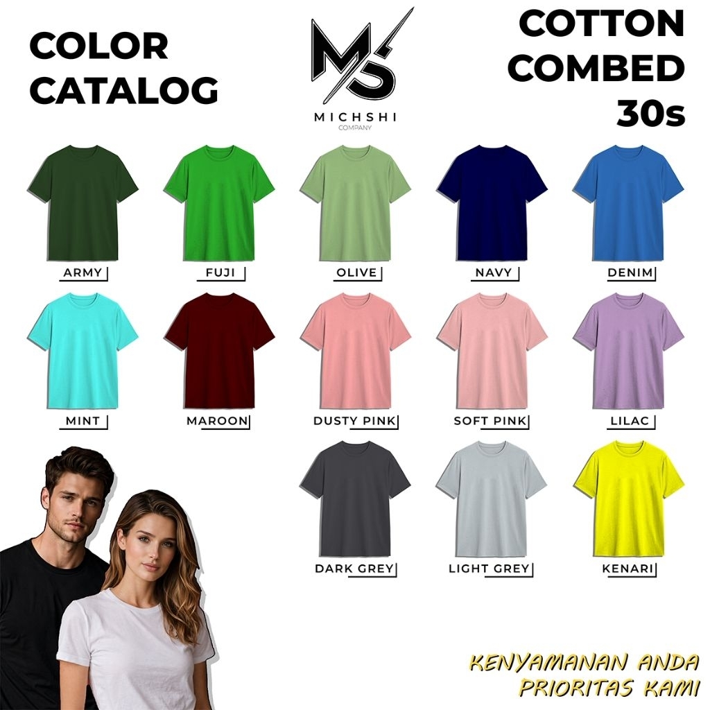 Kaos Polos Cotton Combed 24s Dewasa Lengan Pendek Grosir