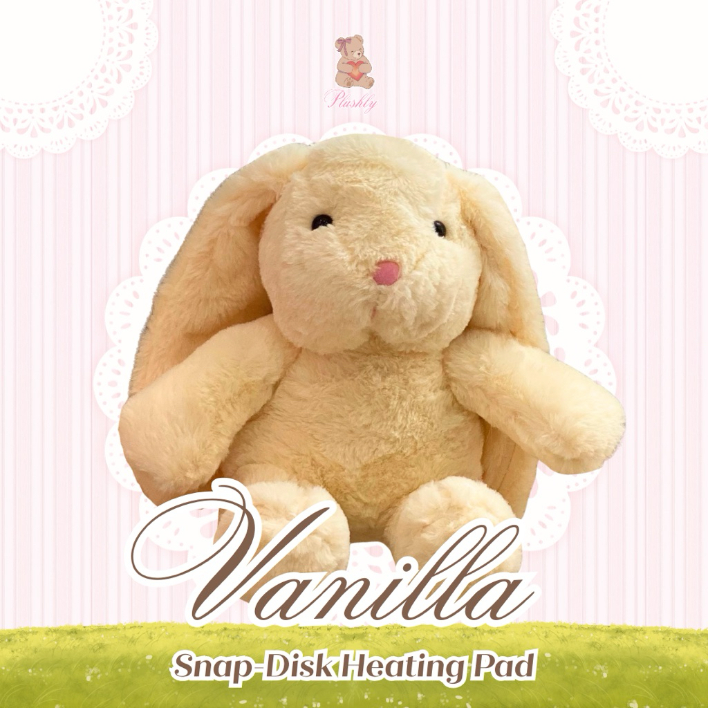 Plushly Vanilla Bunny Plush – Boneka Hangat Snap-Activated Heating Pad | Warm Hug Plush | Pereda Nye