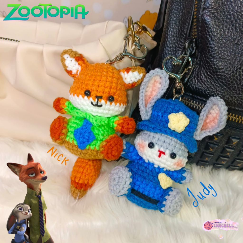 Amigurumi zootopia | Zootopia crochet | Gantungan kunci zootopia | Gantungan kunci Nick Judy| Amigur