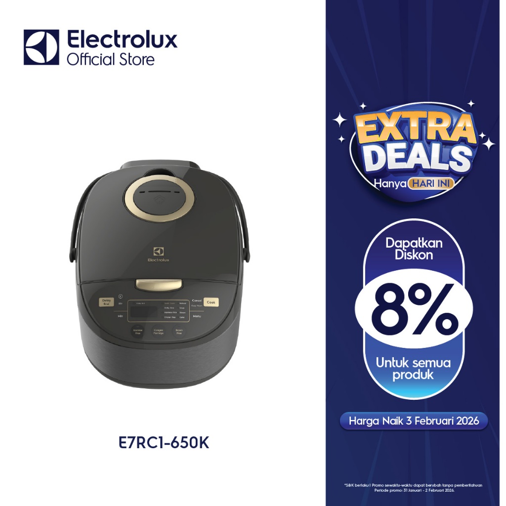 Rice Cooker Electrolux E7RC1-650K Kapasitas 1.8 Liter