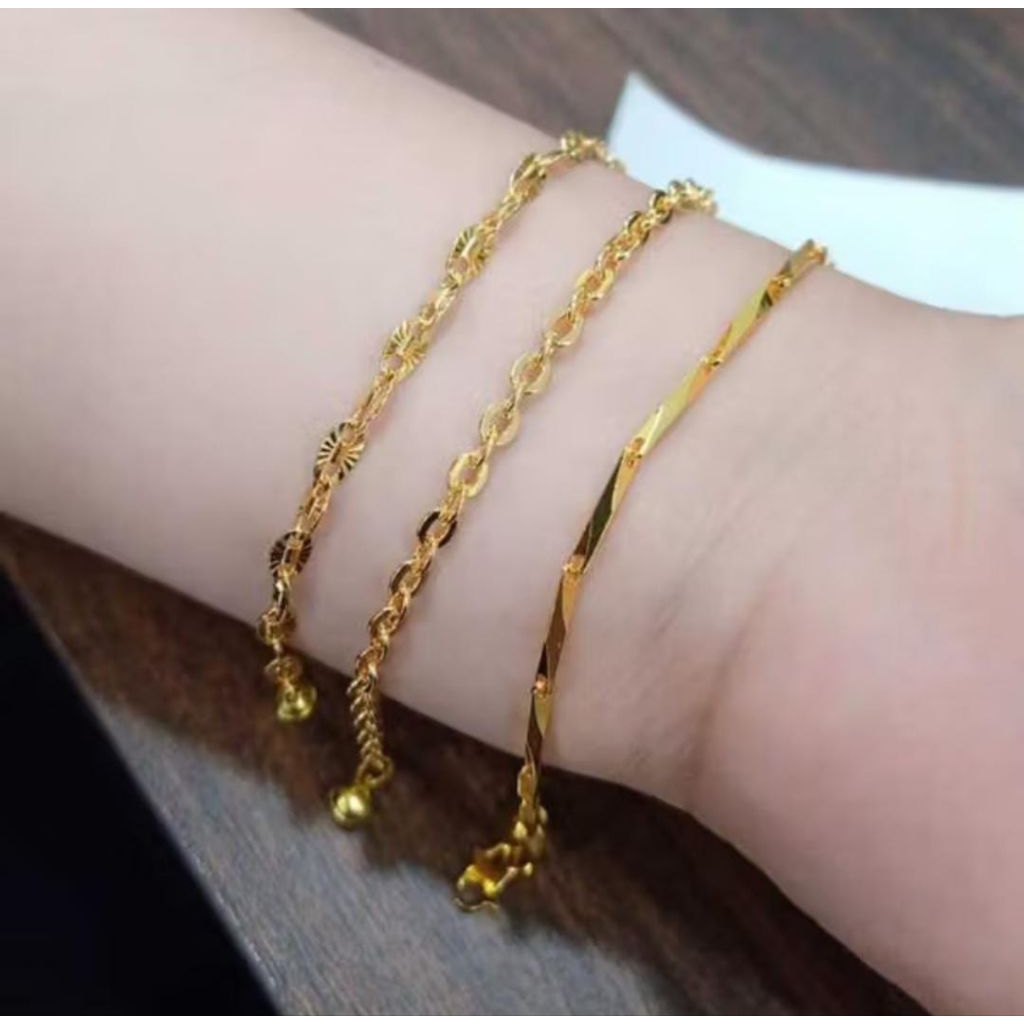 Gelang Titanium Kuning Anti Karat Elegan Vintage