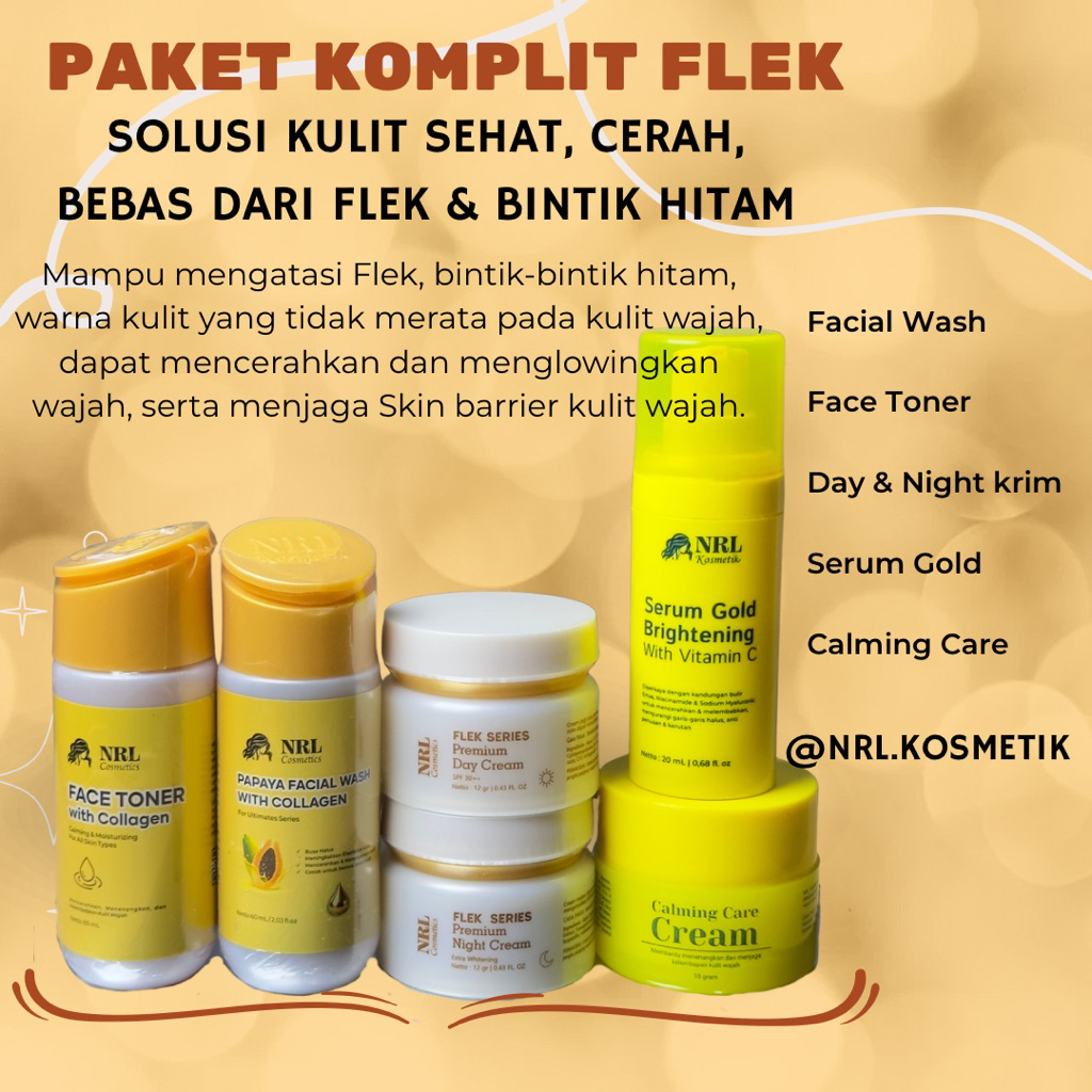 NRL PAKET KOMPLIT ANTI FLEK / FLEK MEMBANDEL BINTIK HITAM [ FACIAL WASH PAPAYA, TONER, DAY & NIGHT C
