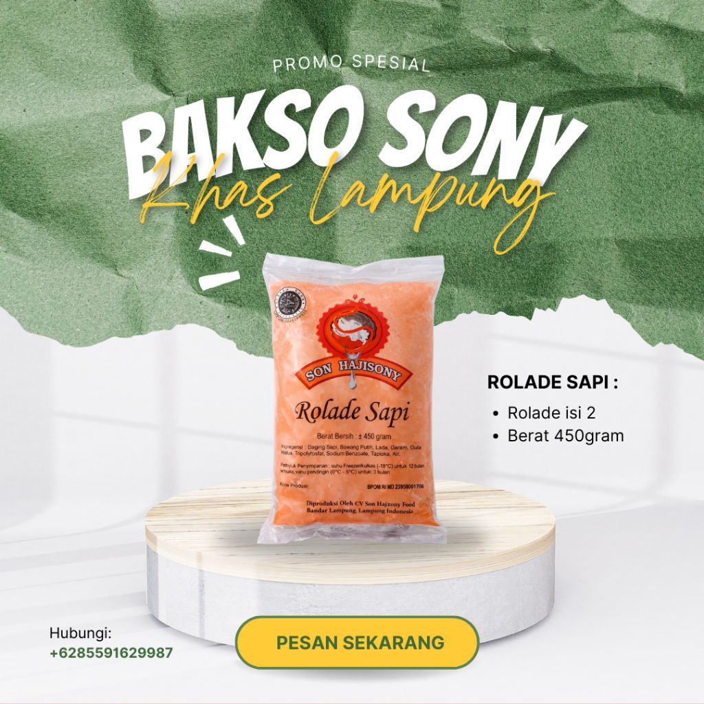 Rolade Sapi Premium Son Hajisony Khas Lampung | Frozen Food