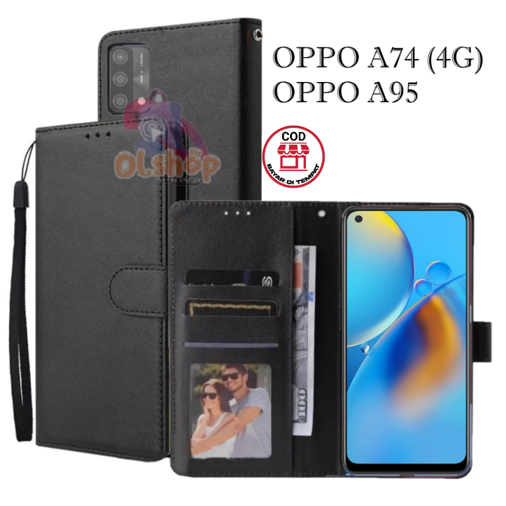 Flip case Oppo A74 4G Oppo A95 Case dompet Flip cover leather case premium