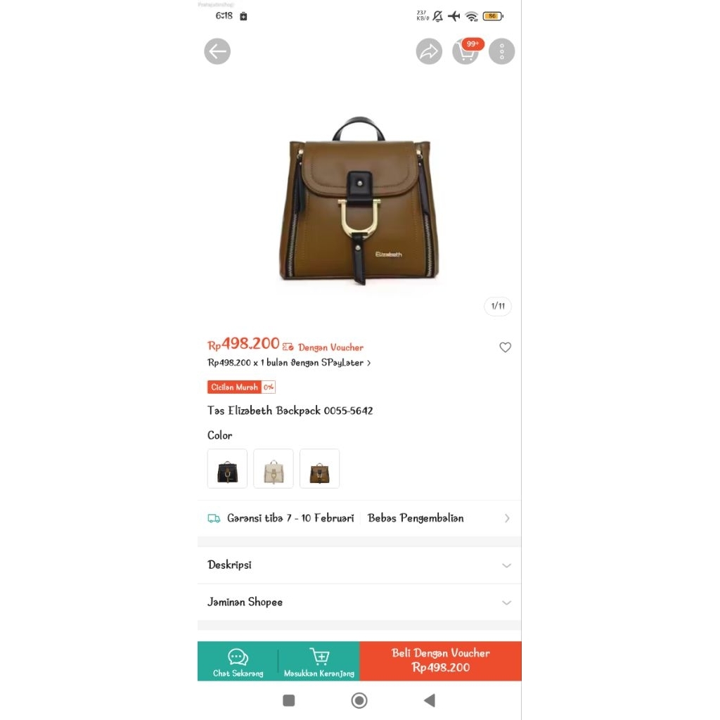 Tas Elizabeth ransel preloved