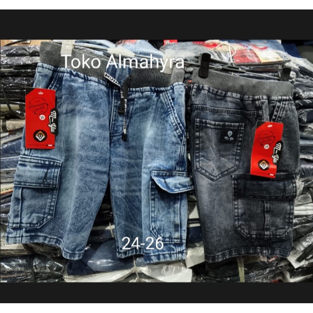 Celana Pendek Kempol Jeans Anak Cowok usia 7-12thn/Celana Cargo Anak