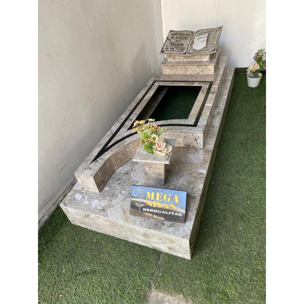 FULL SET KIJING MAKAM MODERN LORENG 160X60+BATU NISAN GRANIT TILE TERMURAH BERKUALITAS+PACKING KAYU