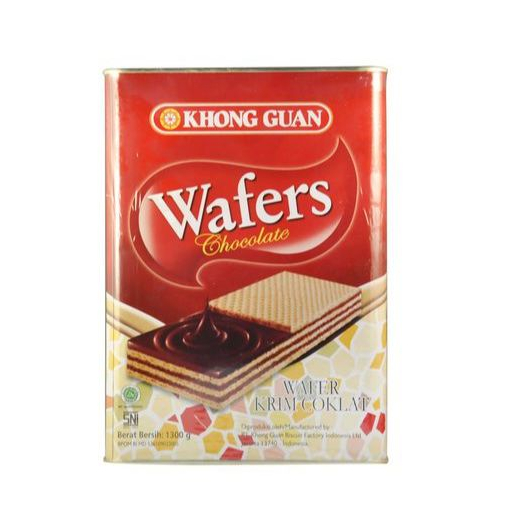 Khong Guan Wafer kaleng kotak 1300gr/ Wafer Cokelat/Wafer Khong Guan