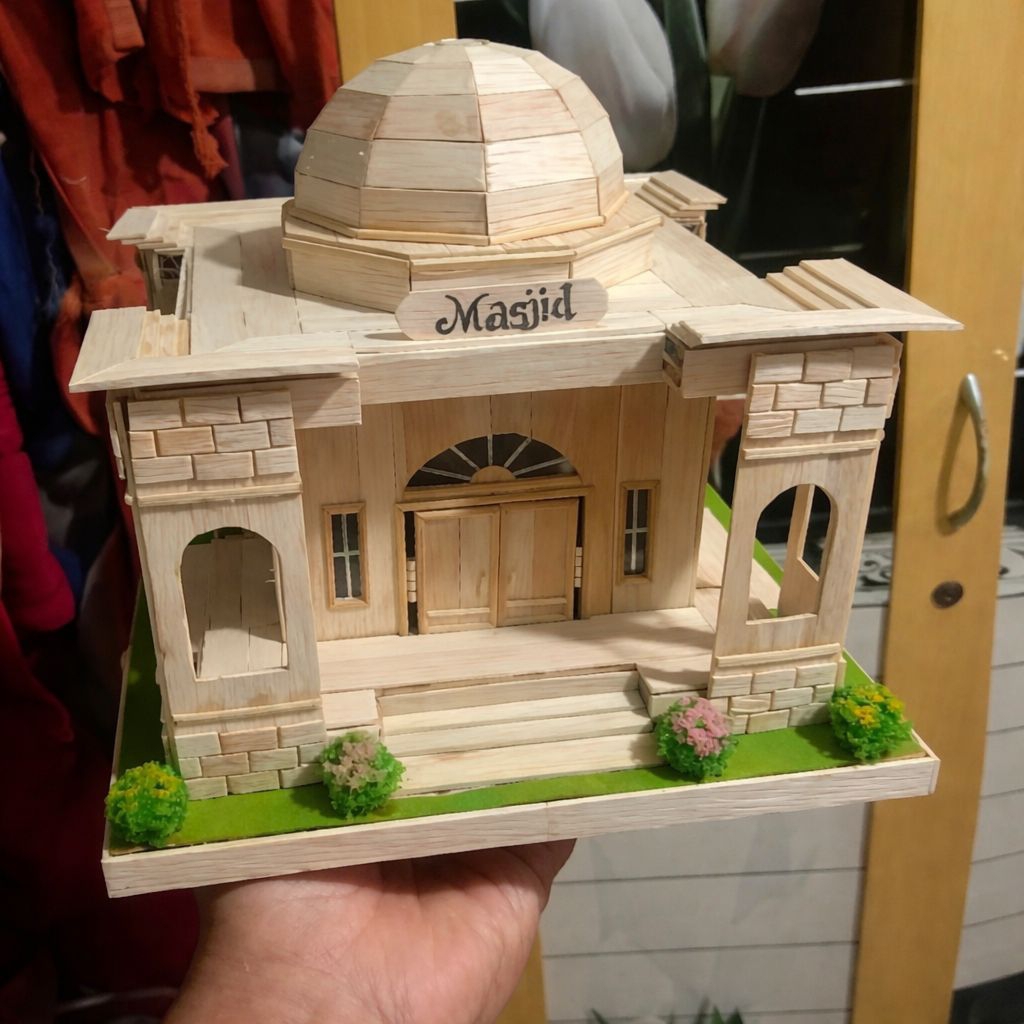 miniatur masjid dari stik es krim