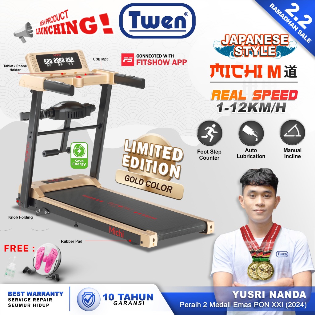 SUPOTSU Michi Treadmill Listrik Treadmill Portable Treadmill Multifungsi Treadmil Lipat Treadmill El