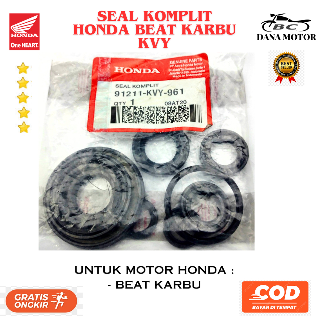 Sil Komplit Ori Beat Karbu / Seal Komplit Honda beat lama Original Premium - 91211-KVY-961