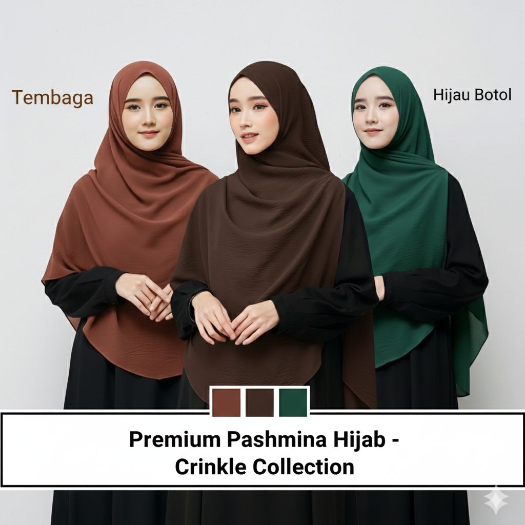 Pashmina Oval jumbo Crinckle Airflow Size L & XL /Pashmina Oval  Syar'i crinkle airflow