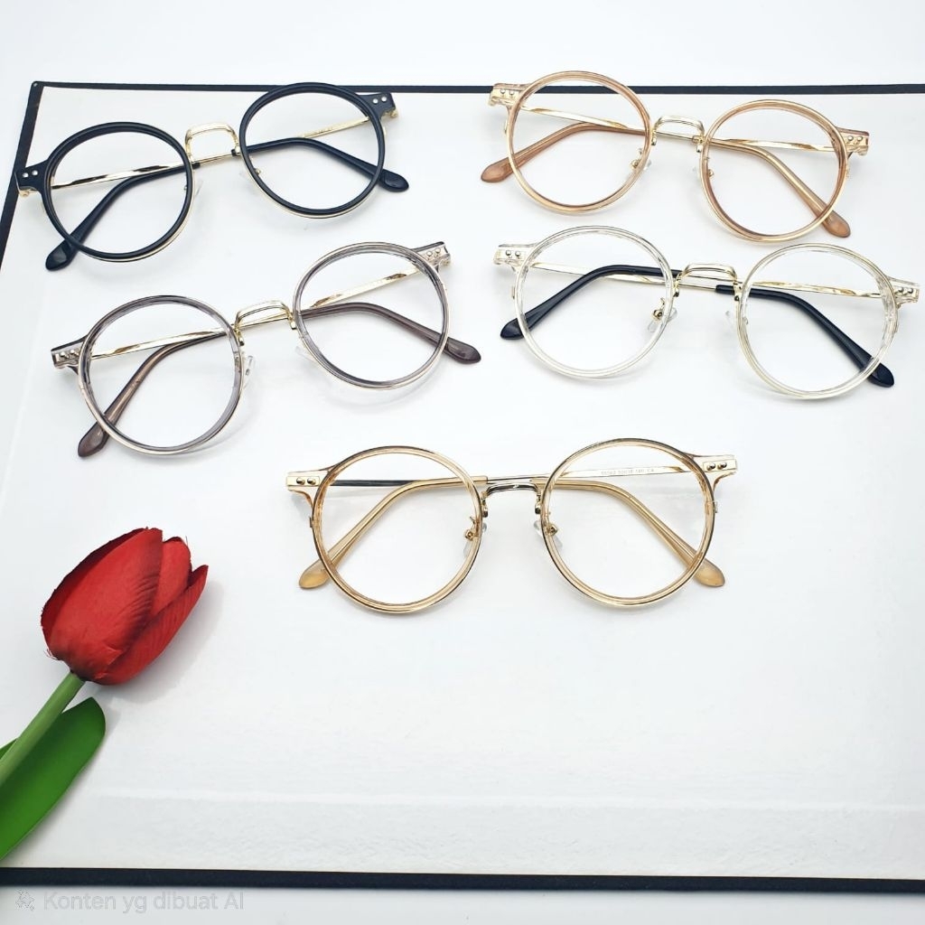 Kacamata Wanita Bulat Frame Only Kekinian COD