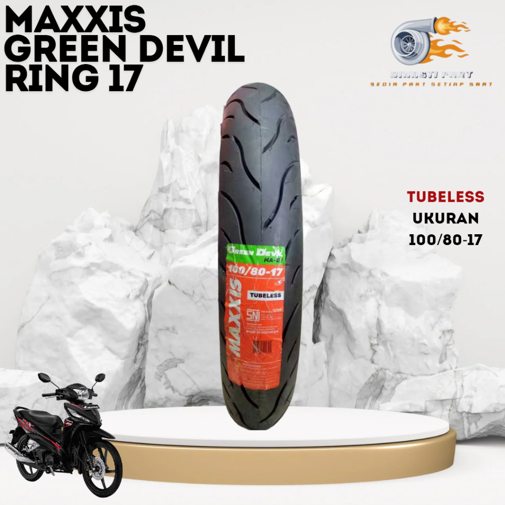 Ban Motor Maxxis Green Devil Ring 17 Tubeless Ukuran 100/80-17 Cocok Untuk Motor Supra Jupiter Vega