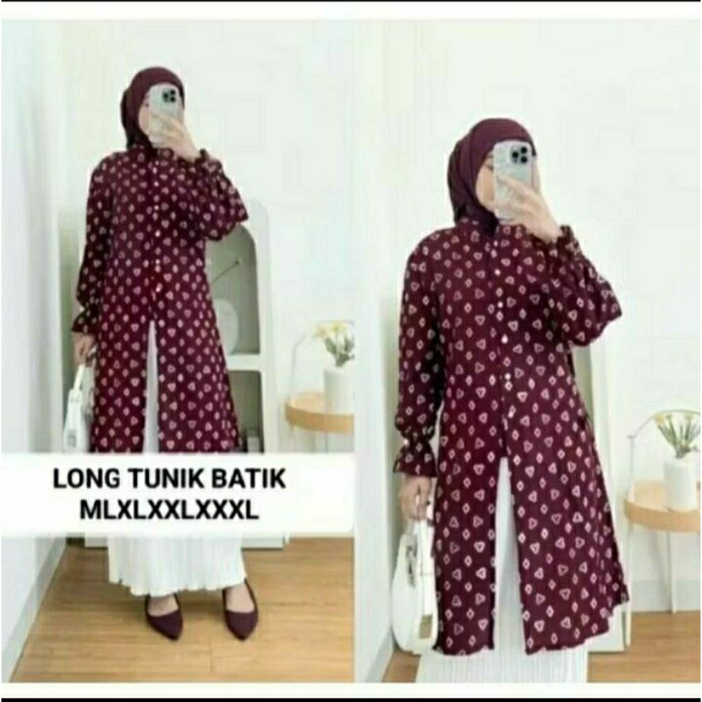 Tunik Cinde Cap Garutan Model Belah Samping Batik Solo Blus Batik Wanita
