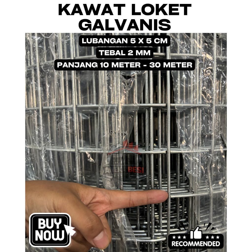 KAWAT LOKET GALVANIS 2MM ANTI KARAT | RAM MESH ROLL LUBANG 50x50MM | KUAT & SIAP PAKAI UNTUK PAGAR, 