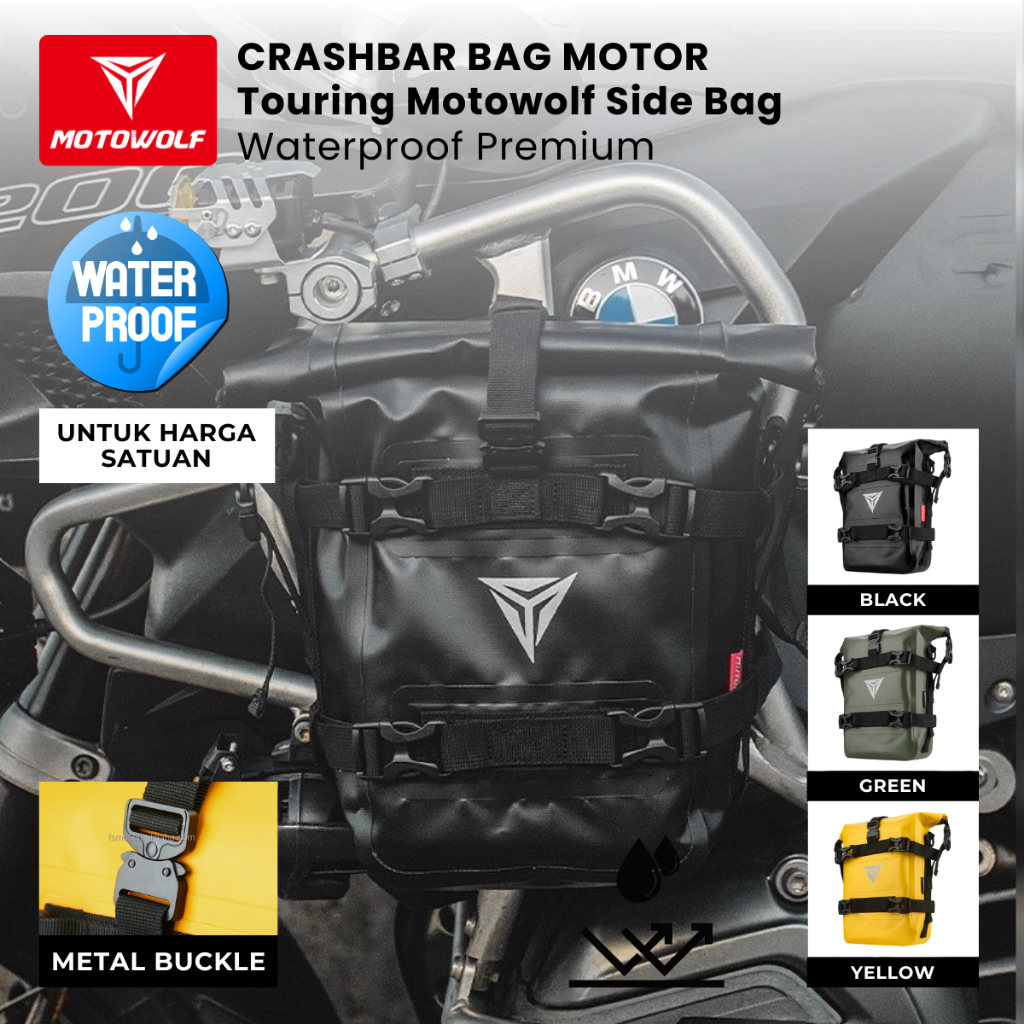 Crashbar Bag Motor Touring Motowolf Side Bag Waterproof Premium