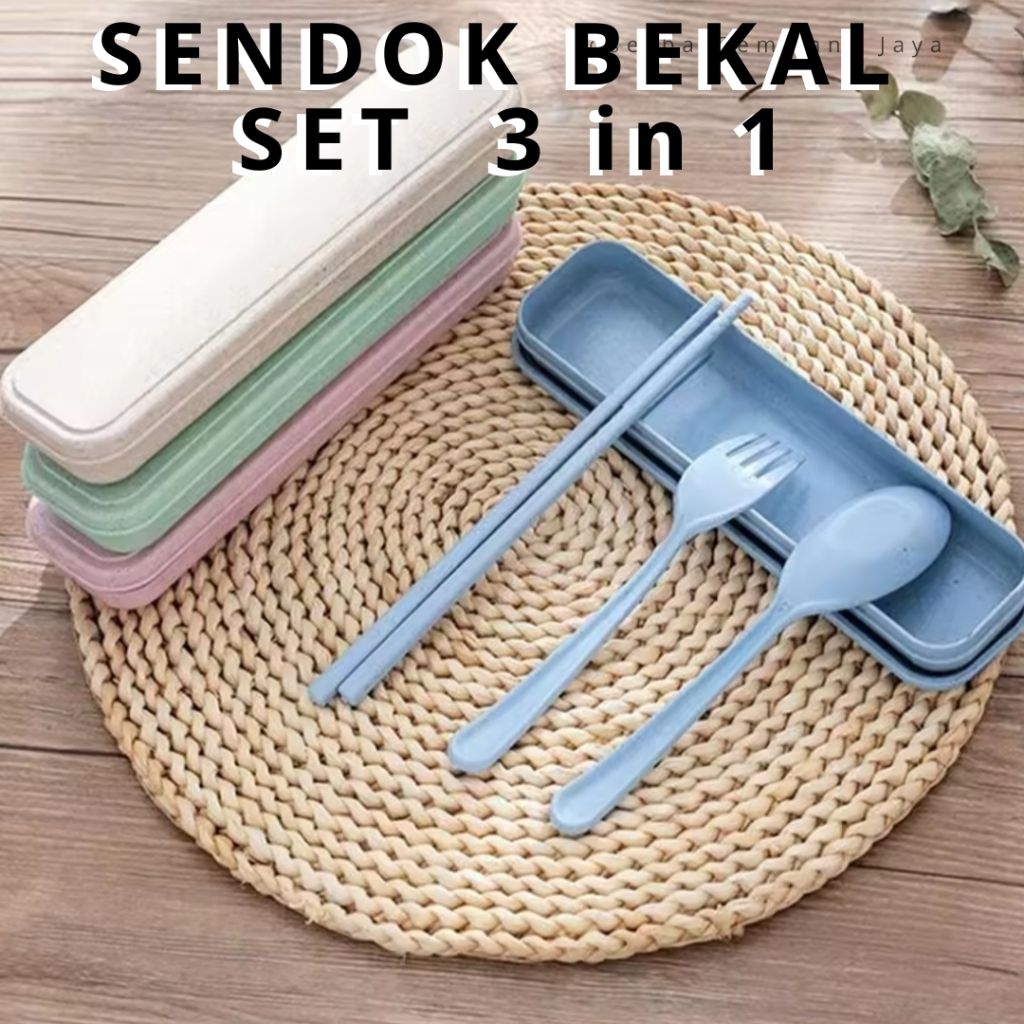 Toserba Gemilang Jaya _ Sendok Bekal Sendok Jerami Set Sendok Makan Travelling Satu Set Sendok Makan