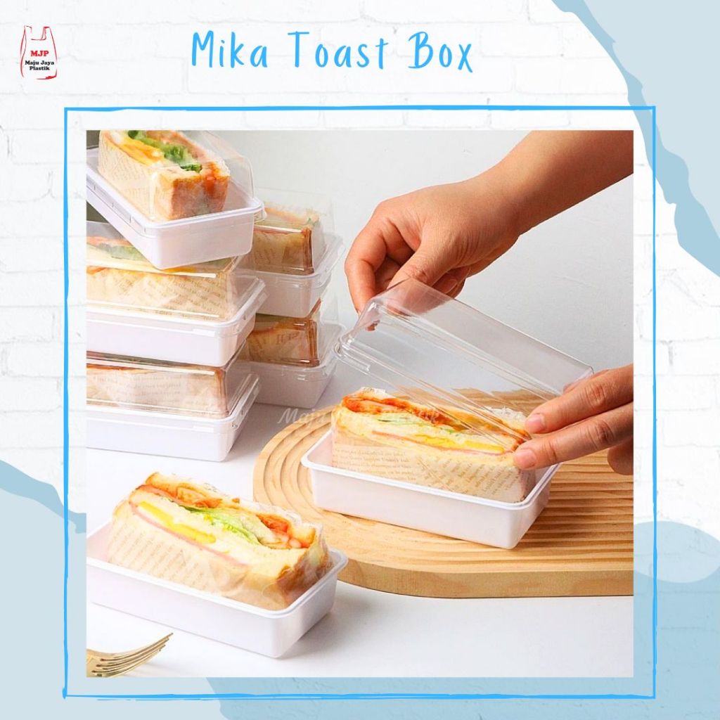 Mika Toast Box Plastik Bening | Kotak Roti Toast Mika | Tempat Sandwich & Roti Bakar 12.5x6.3x6.5 cm