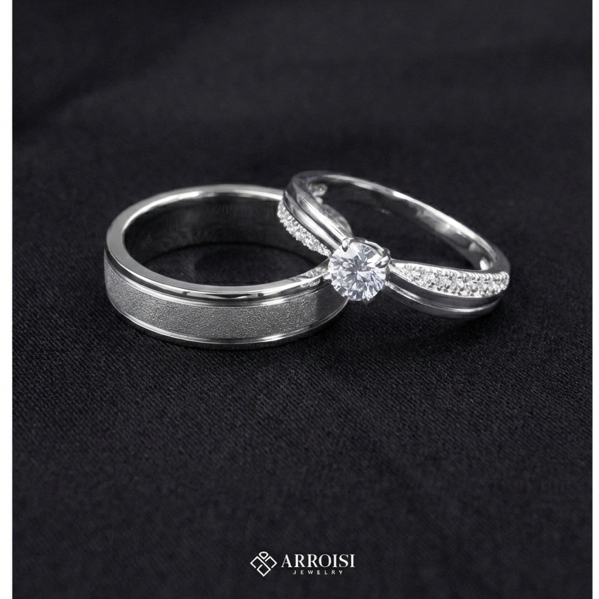 Cincin Nikah dan Tunangan Wanita Emas Pria Palladium  (EPLD - 001)