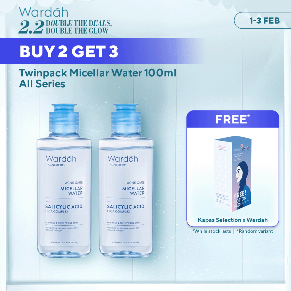 WARDAH TWINPACK Micellar Water 100ml All Series - Perfect Bright, Calm and Soothe Nature Daily, Acne