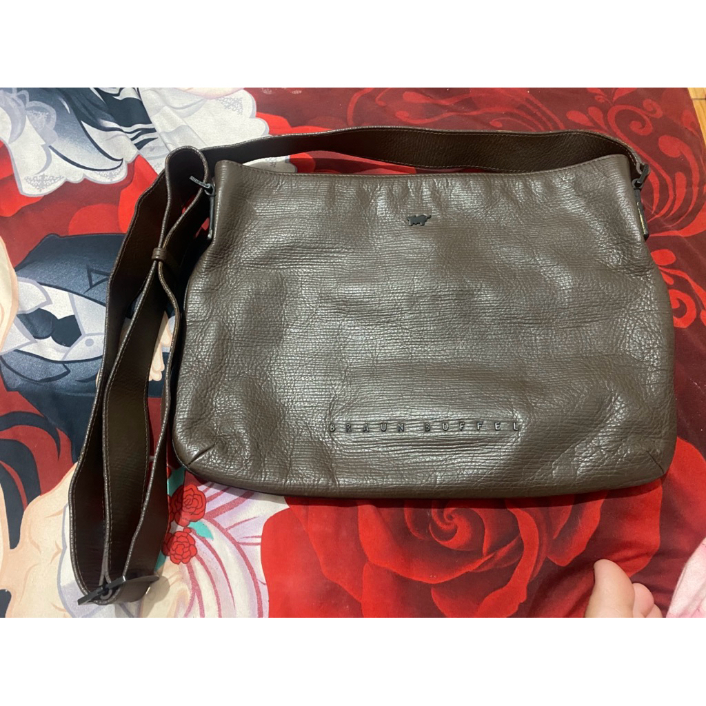 tas sling bag braun buffel kulit asli original preloved