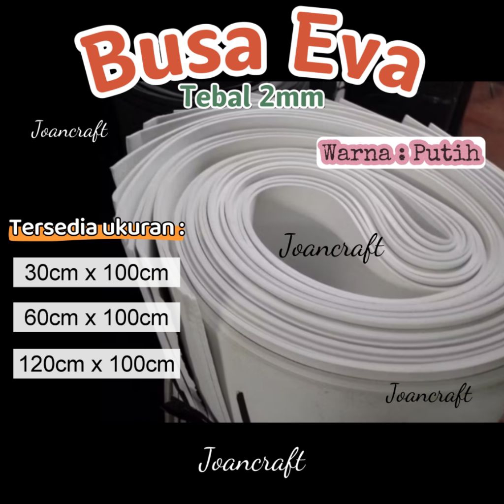 Busa ati / spon eva tebal 2mm warna putih