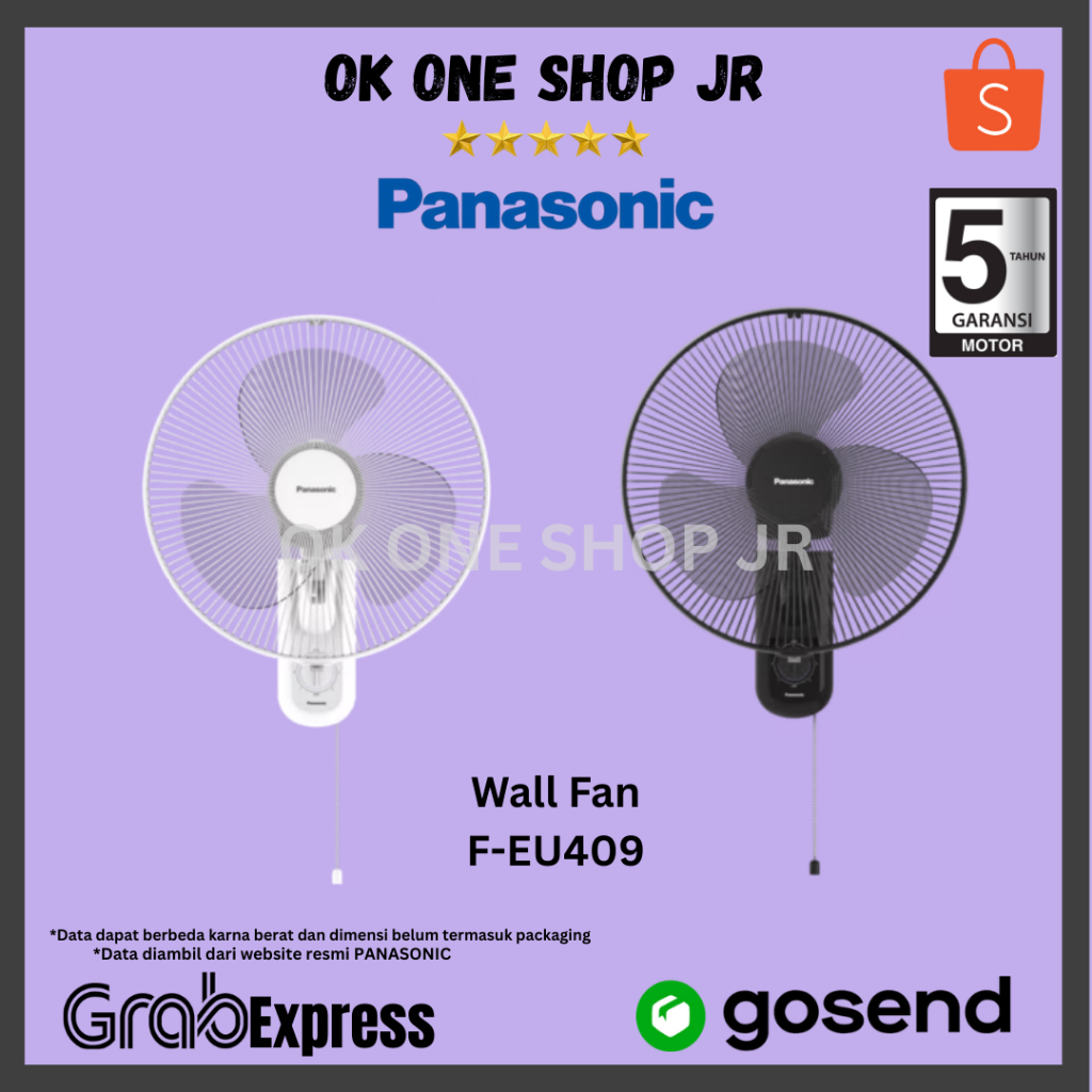 PANASONIC F-EU409 Wall Fan / F-EU409-W / F-EU409-K  (16 Inch)