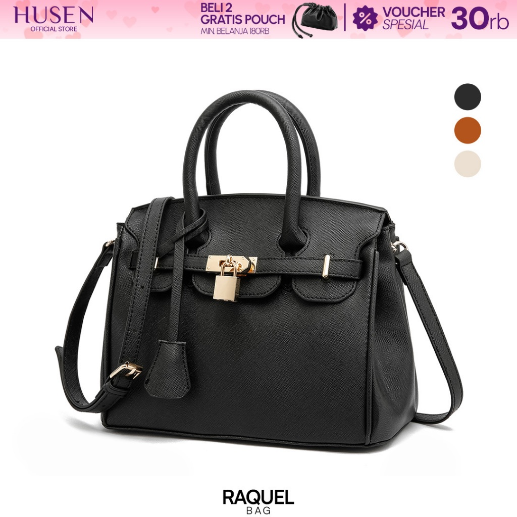 HUSEN Shoulder Bag Wanita Raquel Bag Tas Kerja Kuliah Tas Jinjing Kulit SIntetis Kekinian Original