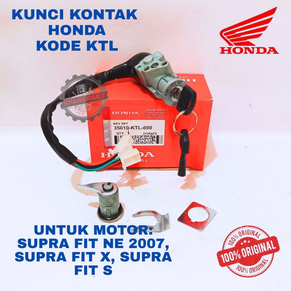 KUNCI KONTAK ORIGINAL HONDA KODE KTL SUPRA, KUNCI KONTAK SUPRA FIT NEW 2007, SUPRA FIT, SUPRA FIT X,