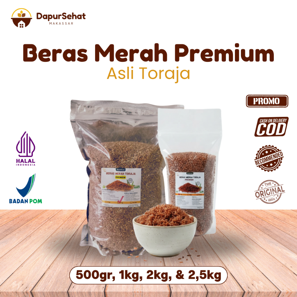 ( 2.5kg ) Beras Merah Pulen Asli TORAJA beras diet dan diabetes COD MAKASSAR