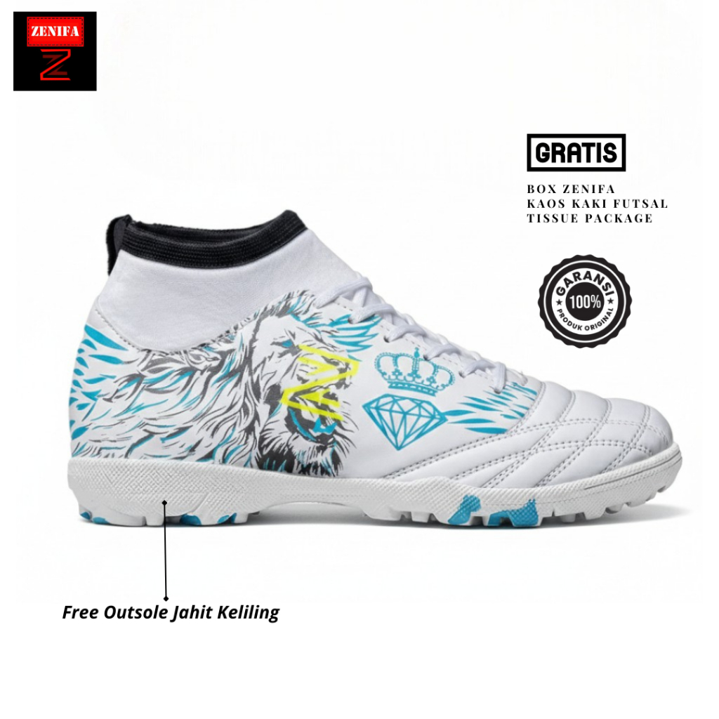 Zenifa -  Sepatu Futsal Boots Zenifa Lion Minisoccer Lapangan Lebar Rumput Sintesis