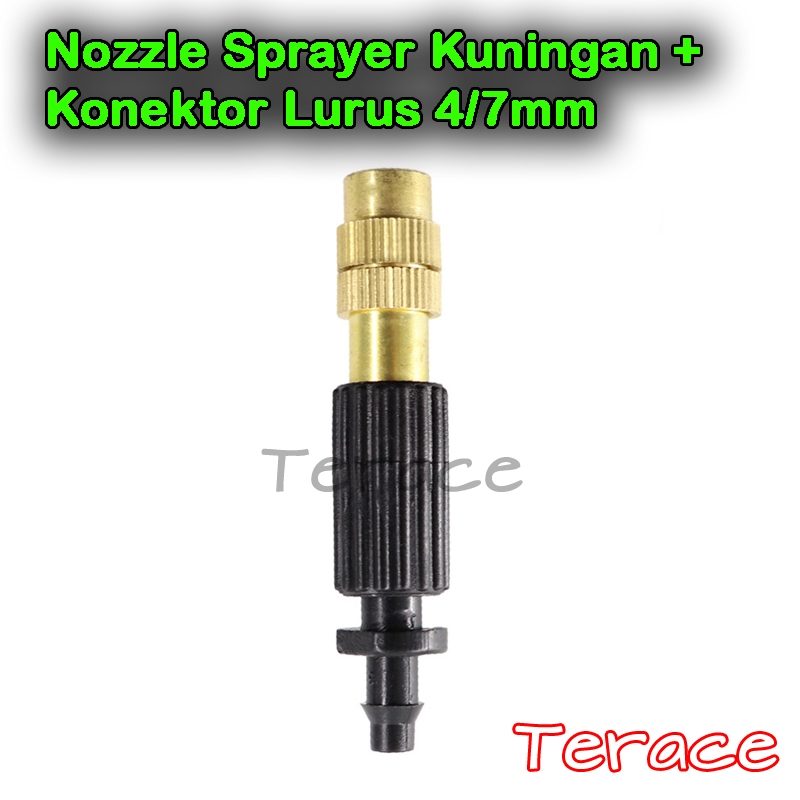 Nozzle Sprayer Kuningan + Konektor Lurus 4/7mm | Sprayer Kabut Tanaman Irigasi