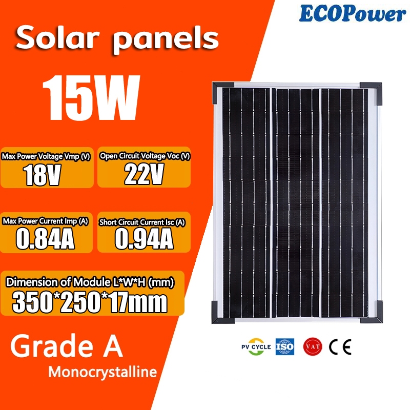 ECOPower solar panel 15wp poly crystalline solar cell panel surya 20 watt poly solar panel