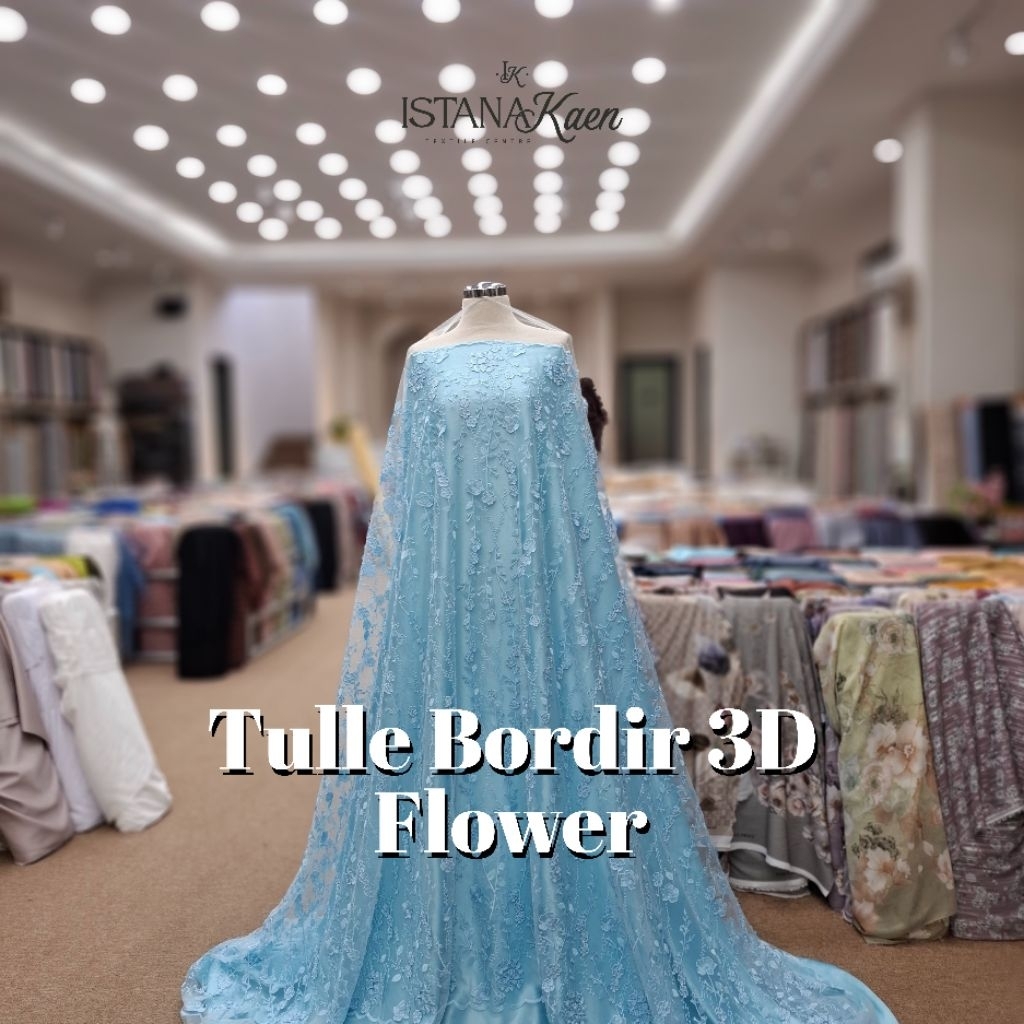 Tulle Bordir 3D Floral | Tulle Bordir 3D | Tulle Bordir Floral | Tulle 3D Bunga -ISTANAKAEN