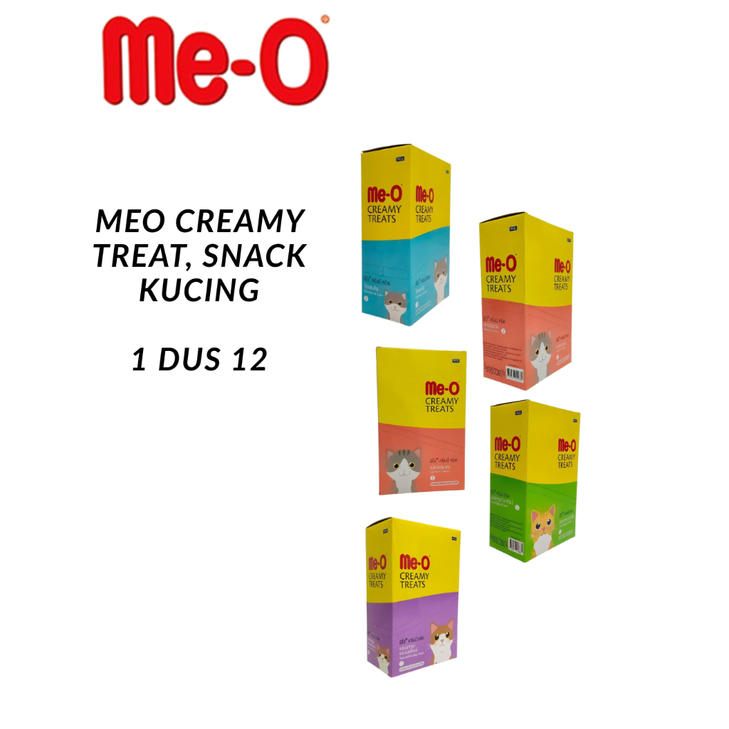 Meo Creamy Treats, Snack Kucing Creamy, Cat Treats, Lickable Treat Meo Kemasan Dus, Per Dus 12pcs