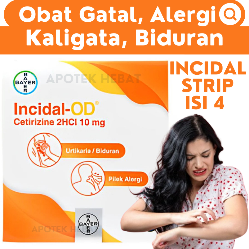 Incidal Insidal Tablet Obat Gatel Dewasa Merah Alergi Kaligata strip isi 4 tablet Ruam Gatal Biang k