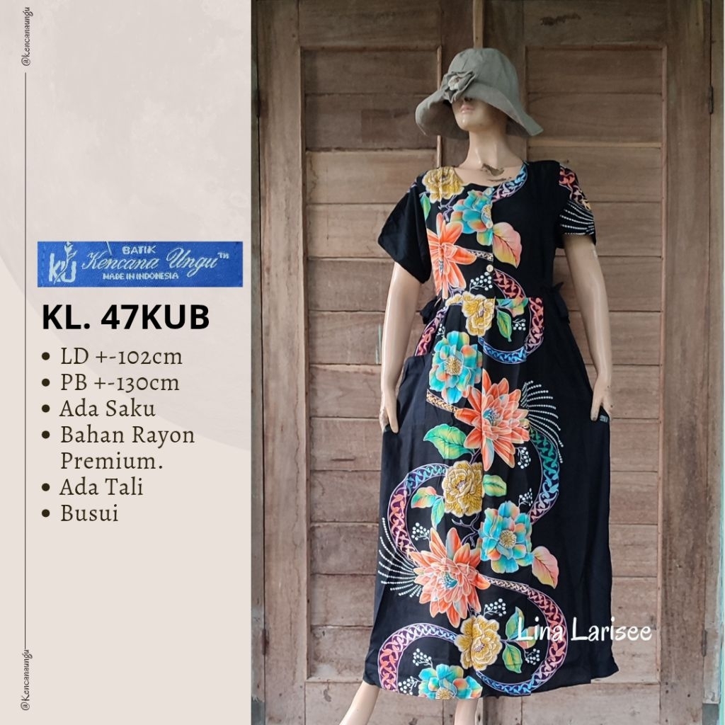 (COD) Daster Panjang Longdress Tali 4 Kencana Ungu label Biru ori