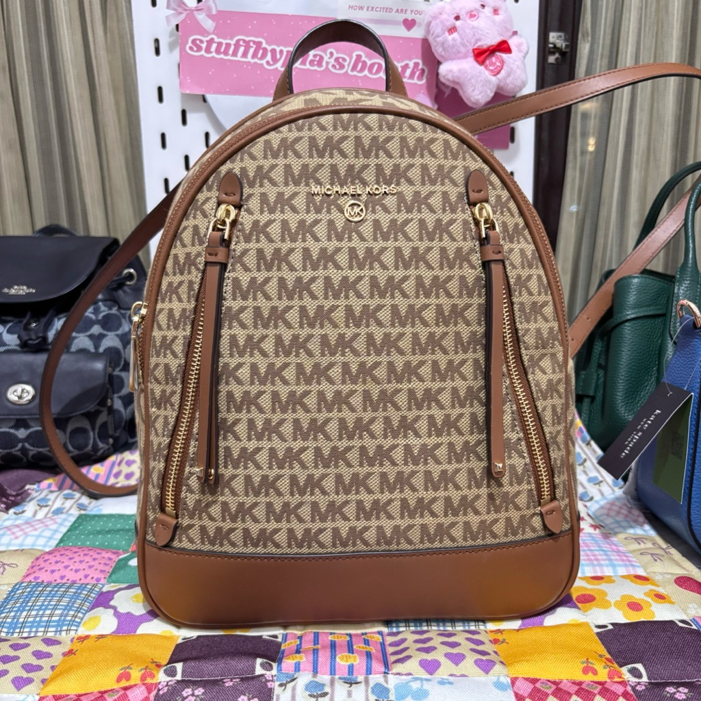 PL MK - Michael Kors Brooklyn Medium Backpack Beige Ebony (Butik)