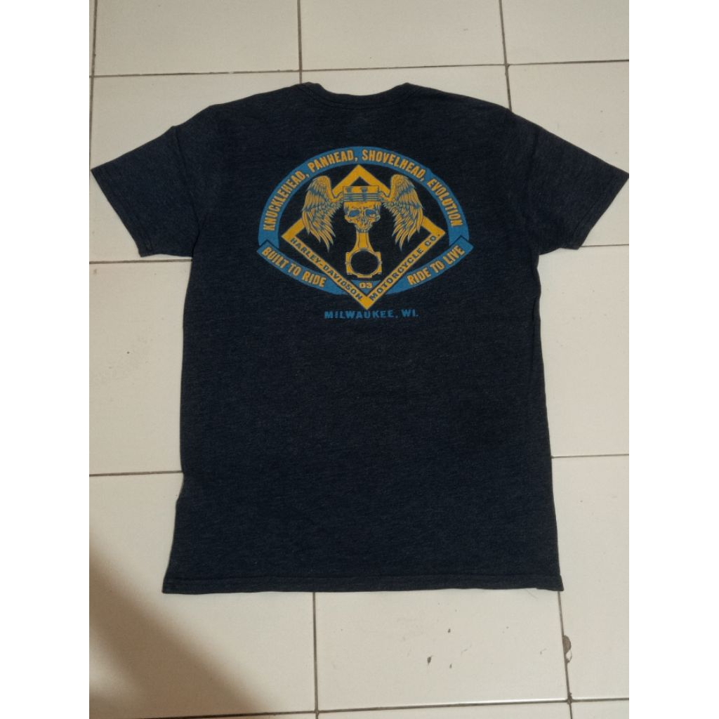Kaos Harley Davidson Motorcycle Pocket Tee Engine Knucklehead Panhead Shovelhead Evolution Second Br