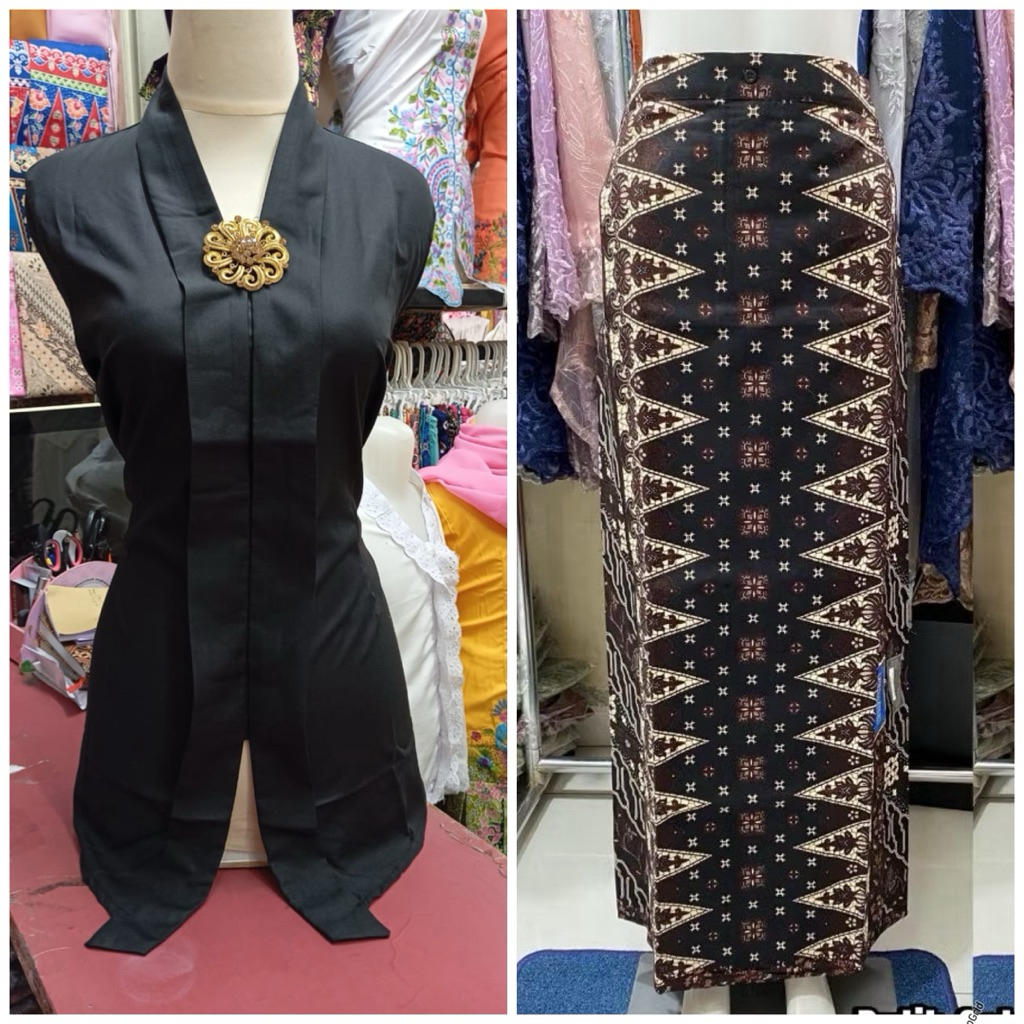 setelan kebaya kartini polos / kebaya kartini lengan panjang / seragam kebaya wanita modern