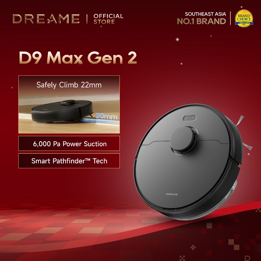 Dreame D9 Max Gen 2 Robot Vacuum Cleaner and Mop | 6,000Pa Suction | 285min Runtime | LDS. Navigatio