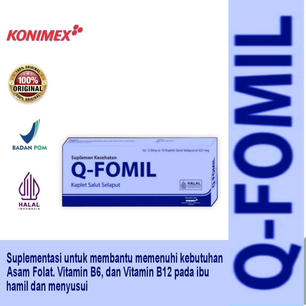 Q-FOMIL 30 Tablet - Suplemen Asam Folat Ibu Hamil + Vitamin B6 & B12
