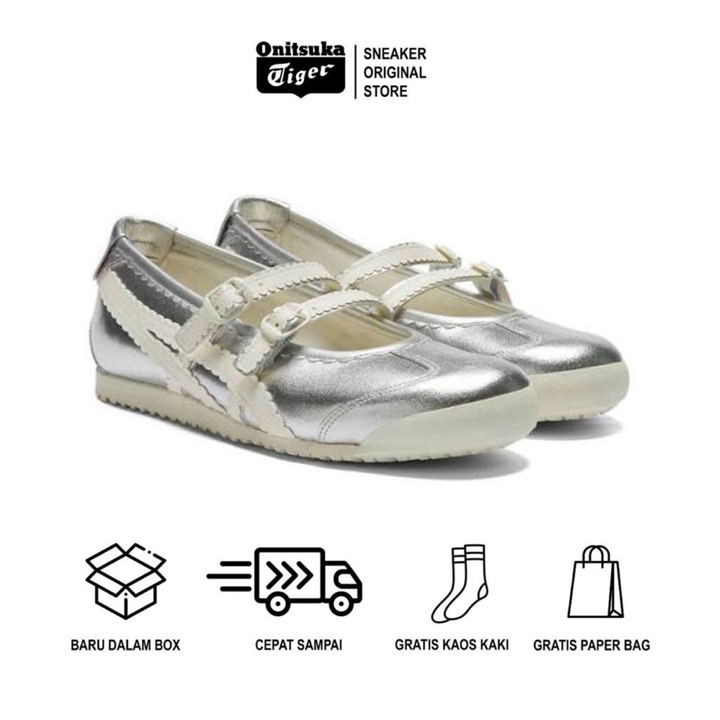 Sepatu Sneakers Onitsuka Tiger TGRS Silver /Sepatu Wanita Original