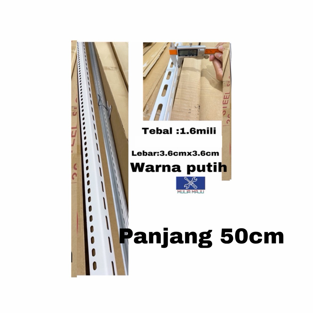 besi siku lubang 1.6mili putih ukuran 50cm