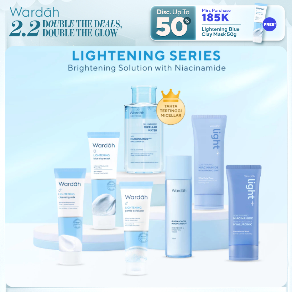 WARDAH Lightening All Series Lengkap - Micellar Gentle Wash, Whip Facial Foam, Oil-Infused Micellar 